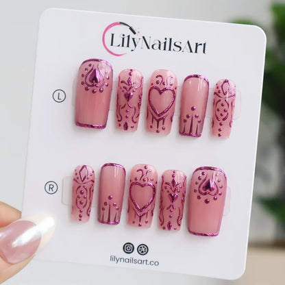 Chrome Empress Purple Handmade Press On Nails