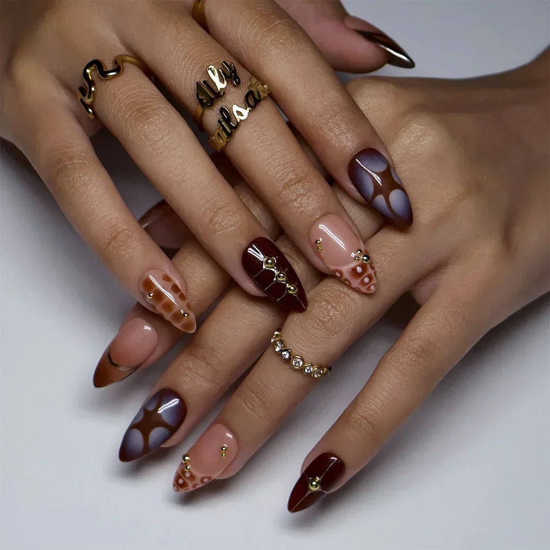 Bronze Era Brown Fall Handmade Press On Nails