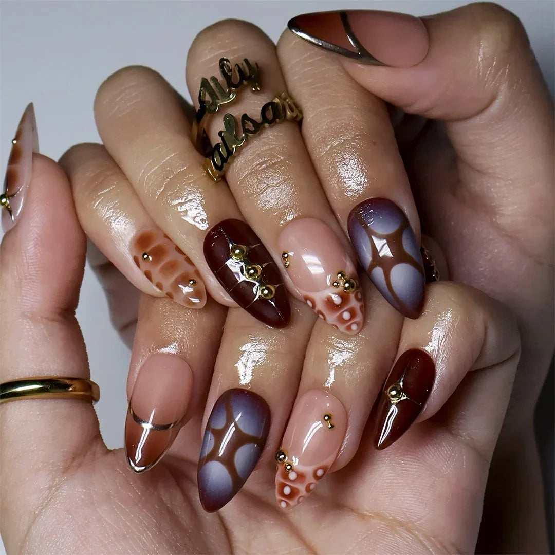 Bronze Era Brown Fall Handmade Press On Nails