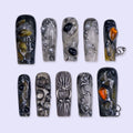 Alchemy Black 3D Floral Press On Nails
