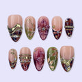 Harvest Tortoiseshell 3D Floral Nude Red Press On Nails