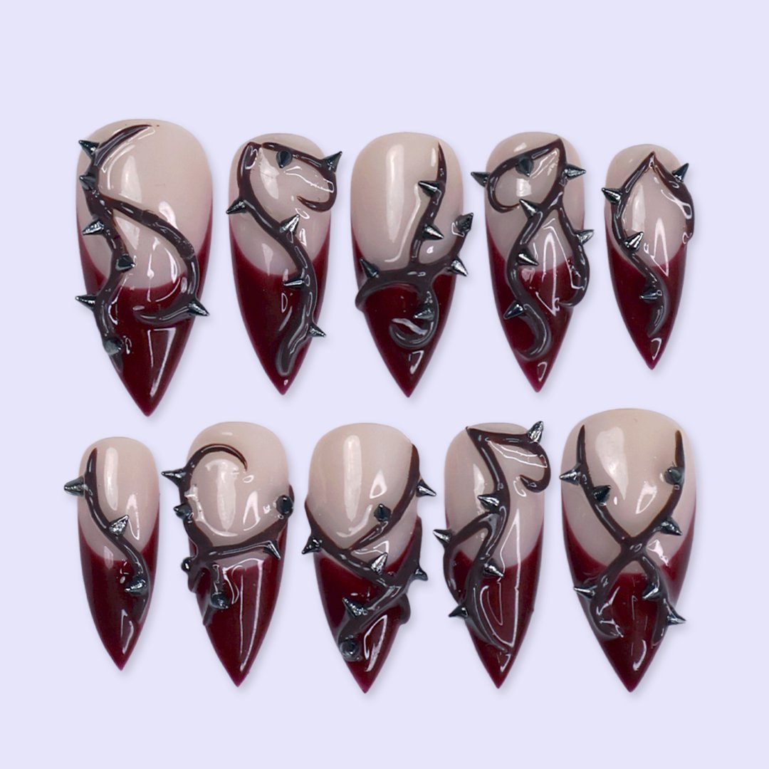 Forbidden Red French Tip Press On Nails
