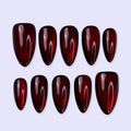 Bloodmoon Black Red Cat Eye Halloween Press On Nails