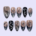 Eclipse Black Cat Eye Chrome Halloween Press On Nails