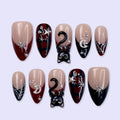 Meow Plaid Celestial Halloween Black Nude Press On Nails