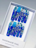 Long Blue Square Solid color Rhinestone Snake