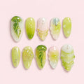 Matcha Sea Almond Press-On Nails — Jelly Green Set