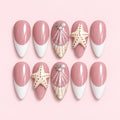 Mauve French Tip Seashell Almond Press-On Nails