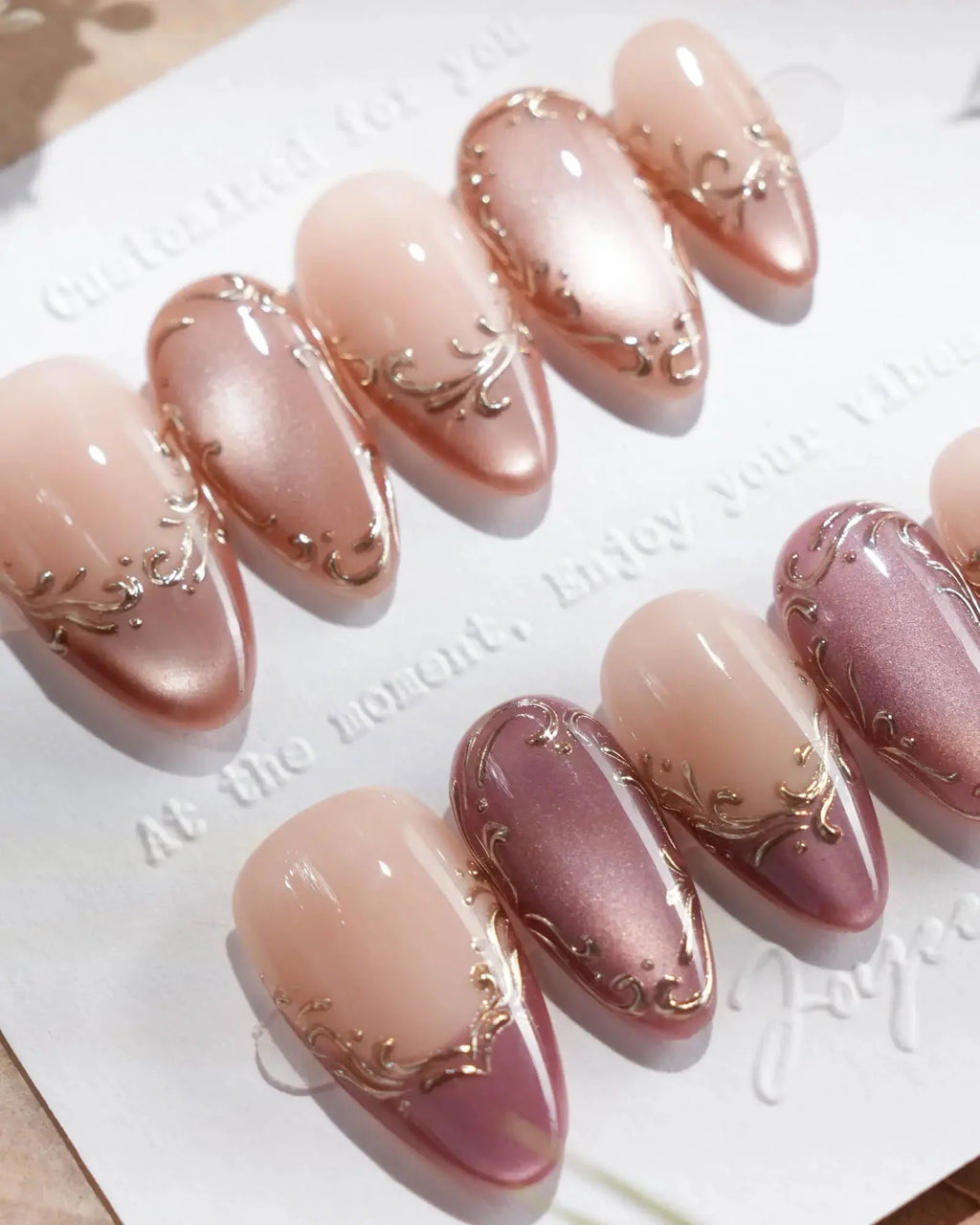 Caramel Petal Reusable Press On Nails