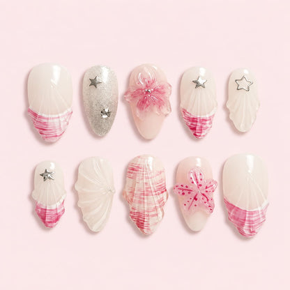 Pastel Pink Shell Gradient Press-On Nails