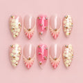 Pink Snakeskin Seashell Almond Press-On Nails