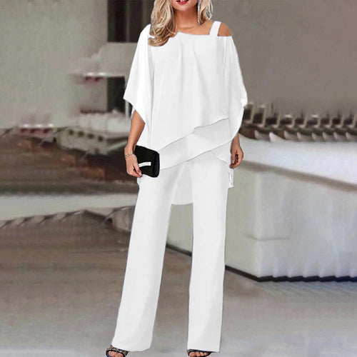 Elegant Women's Cold Shoulder 2-piece Set- Flowy & Stylish
