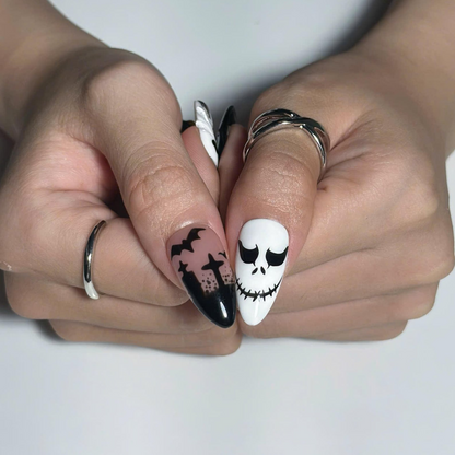 Spooky Halloween Press On Nails with Ghost, Pumpkin Spider Web and Bat Nail Art