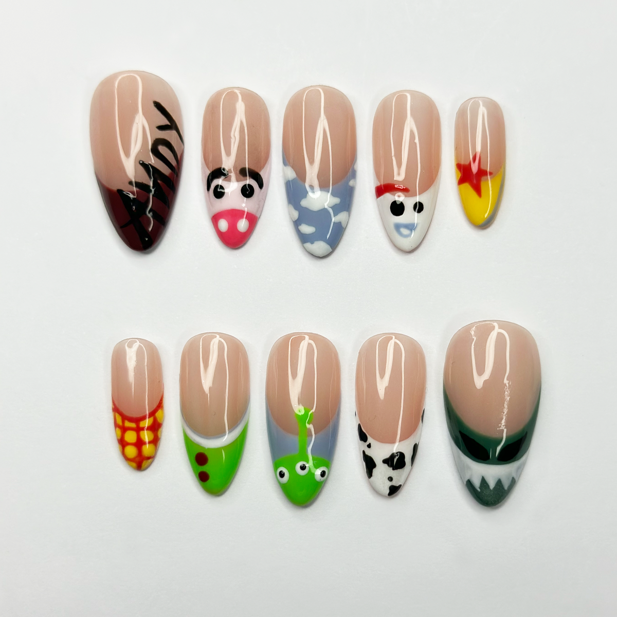 Cowgirl Western Press On Nails, Woody Buzz Alien Cow Print Nails, Cute Cartoon Nail Set