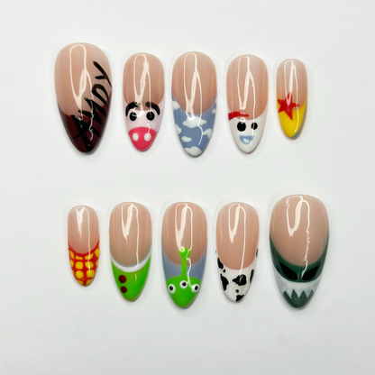 Cowgirl Western Press On Nails, Woody Buzz Alien Cow Print Nails, Cute Cartoon Nail Set