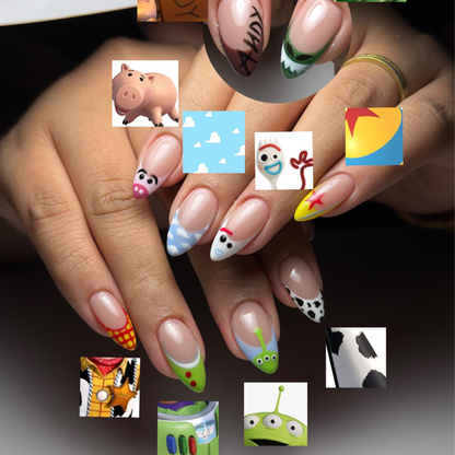 Cowgirl Western Press On Nails, Woody Buzz Alien Cow Print Nails, Cute Cartoon Nail Set
