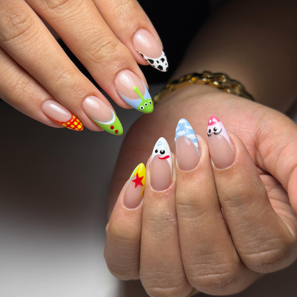 Cowgirl Western Press On Nails, Woody Buzz Alien Cow Print Nails, Cute Cartoon Nail Set