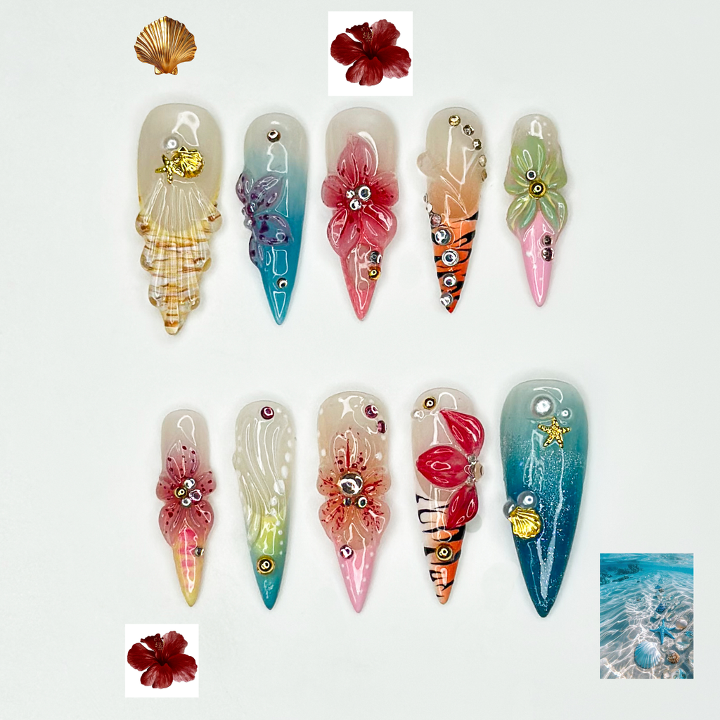 Spring Blossom Fantasy Press On Nails Colorful Floral Spring Nails Pastel Garden