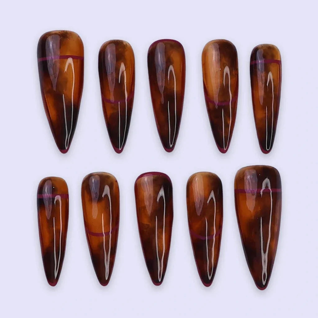 Amber Glaze Brown Handmade Press On Nails