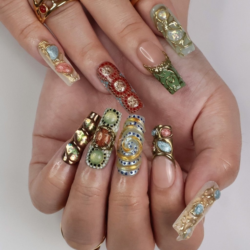Arcanum Green Handmade Reusable Press On Nails