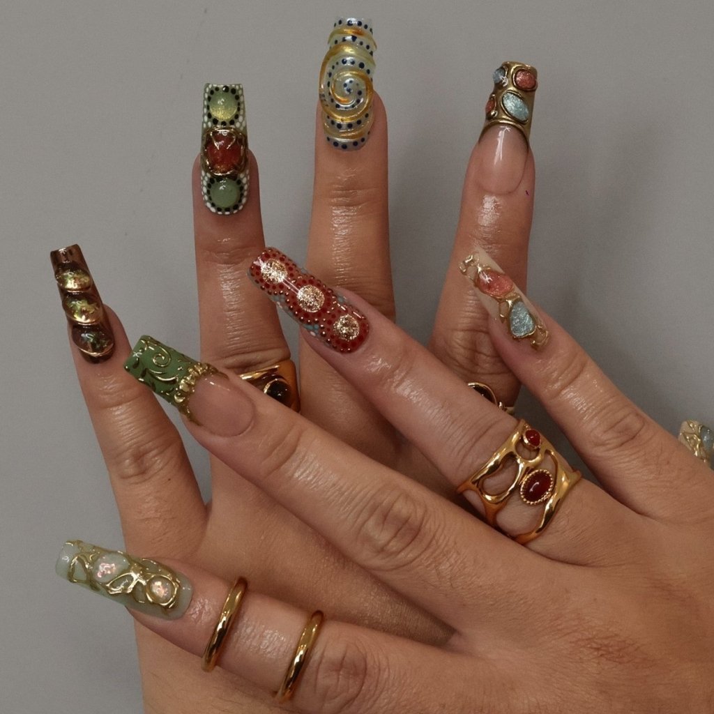 Arcanum Green Handmade Reusable Press On Nails