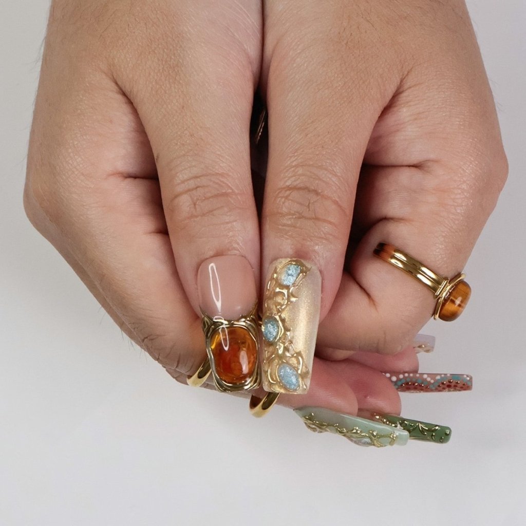 Arcanum Green Handmade Reusable Press On Nails
