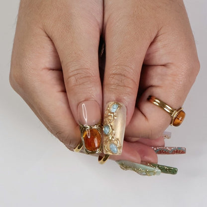 Arcanum Green Handmade Reusable Press On Nails