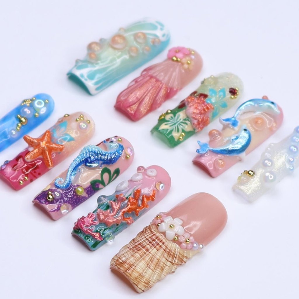 Atlanna Blue Handmade Reusable Press On Nails