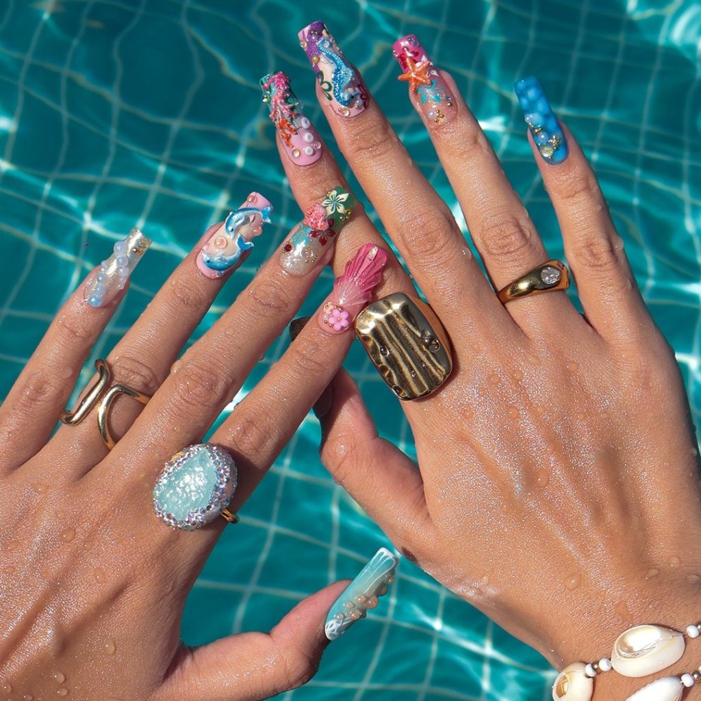 Atlanna Blue Handmade Reusable Press On Nails