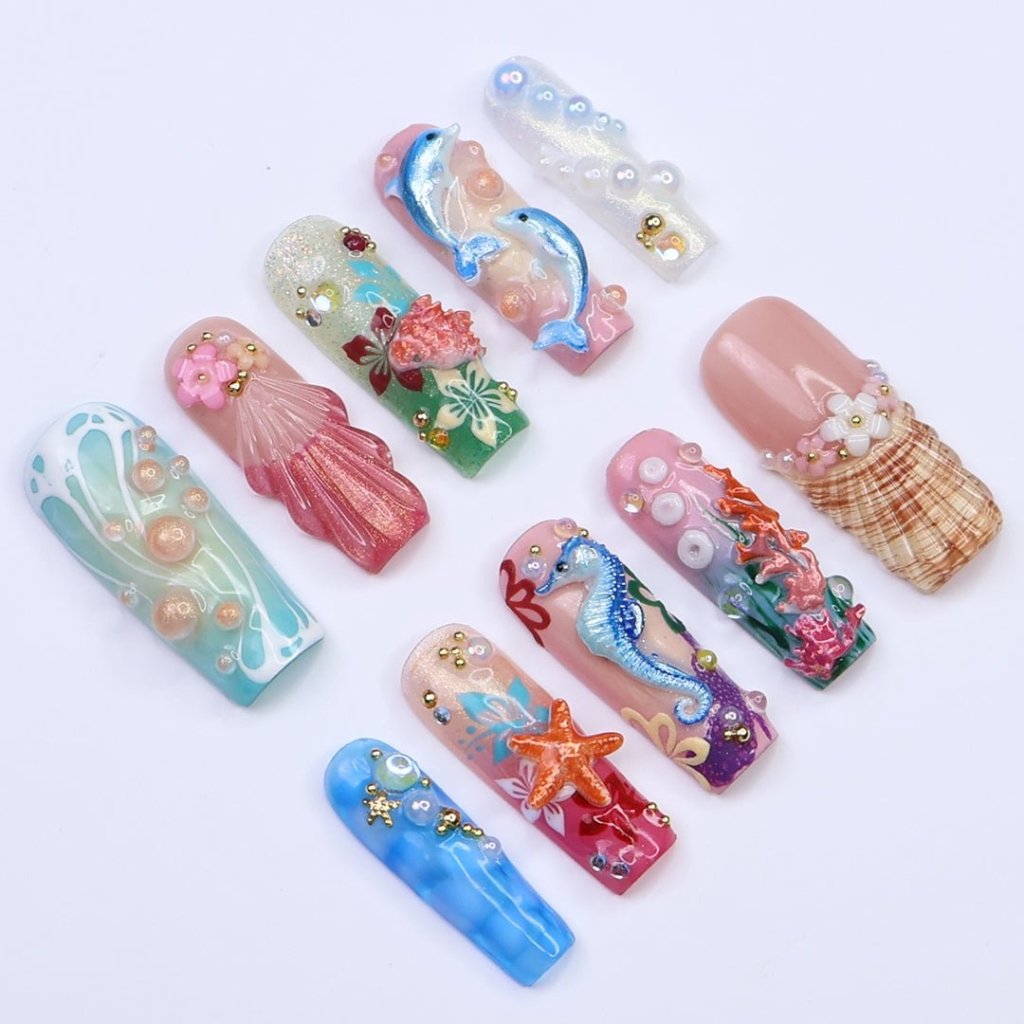 Atlanna Blue Handmade Reusable Press On Nails