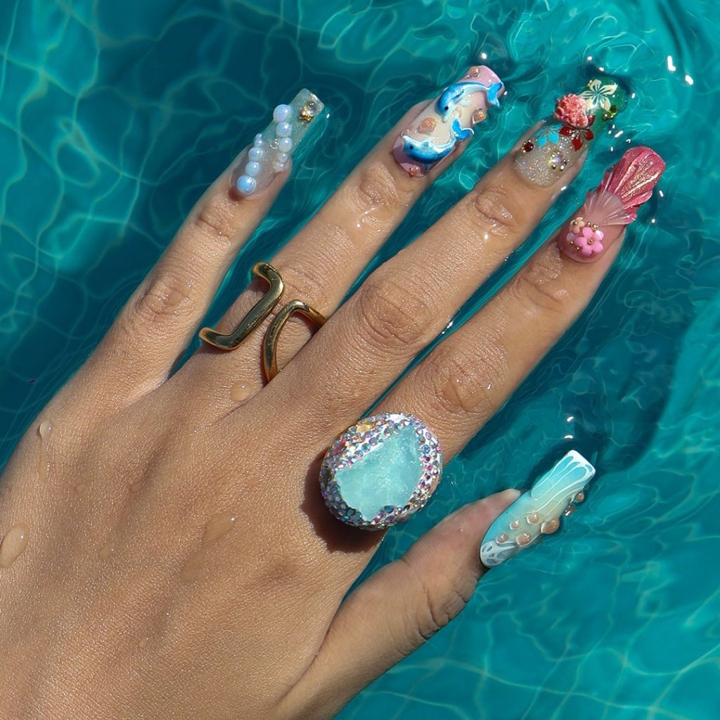 Atlanna Blue Handmade Reusable Press On Nails