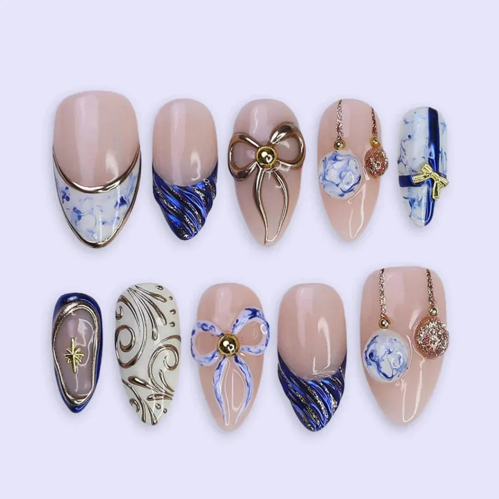 Azure Muse Blue Handmade Press On Nails