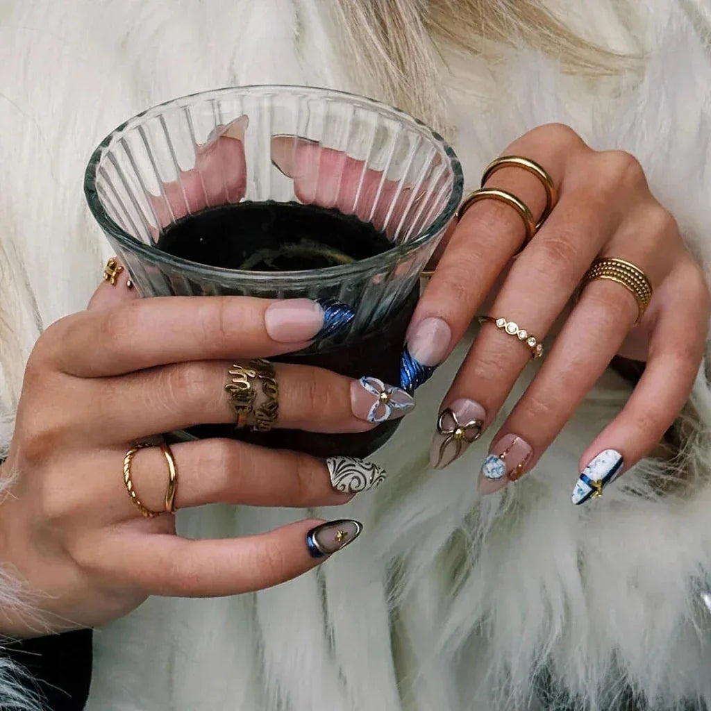 Azure Muse Blue Handmade Press On Nails
