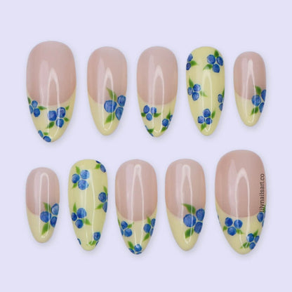 Berry Baby French Tip Floral Press On Nails