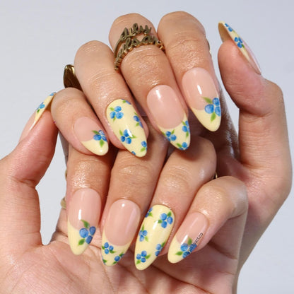 Berry Baby French Tip Floral Press On Nails