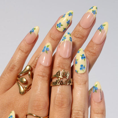 Berry Baby French Tip Floral Press On Nails