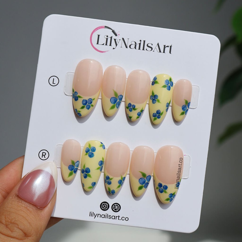 Berry Baby French Tip Floral Press On Nails