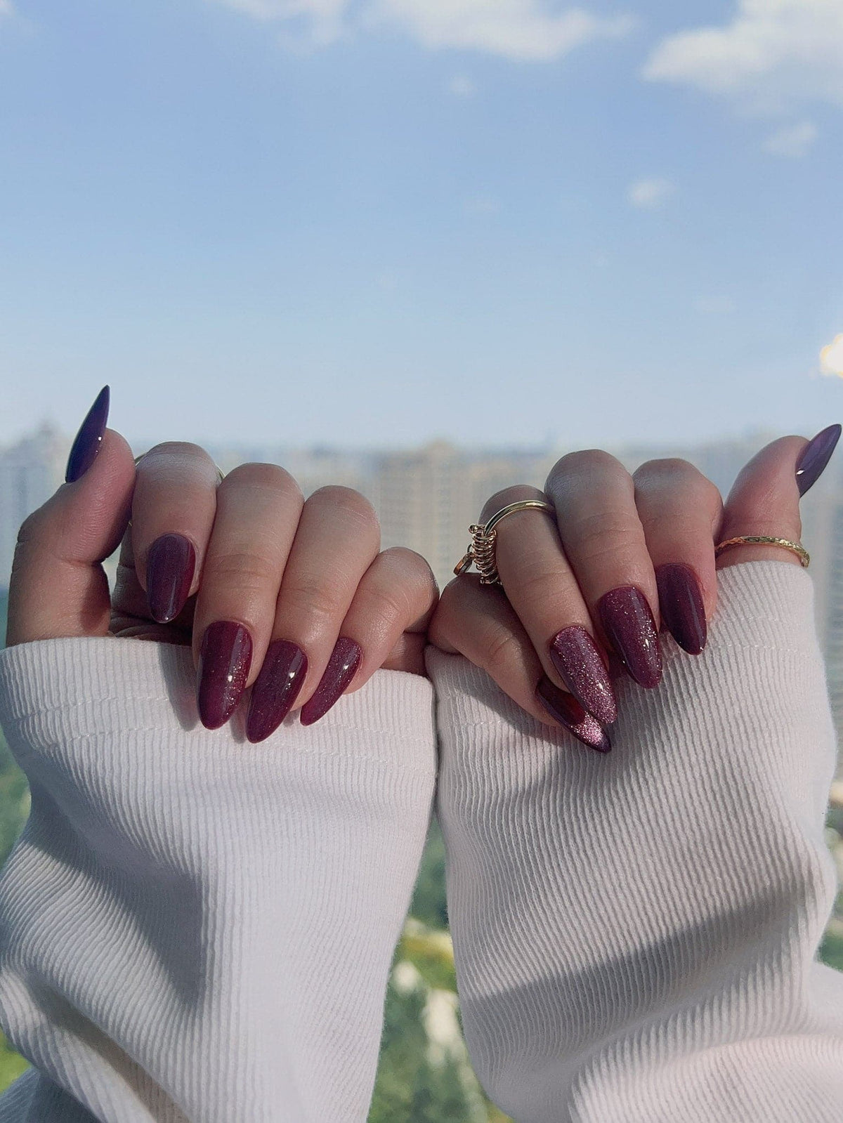 Ruby Red Cat Eye Reusable Press On Nails
