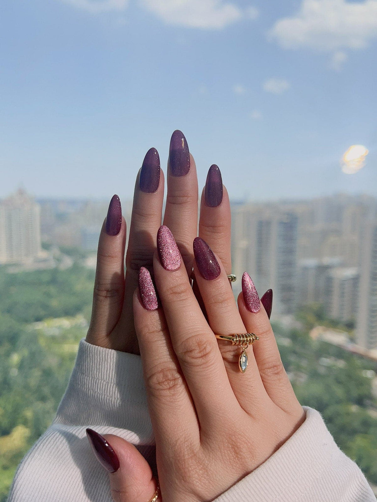 Ruby Red Cat Eye Reusable Press On Nails
