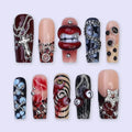 Black Diamond Red Chrome Press On Nails