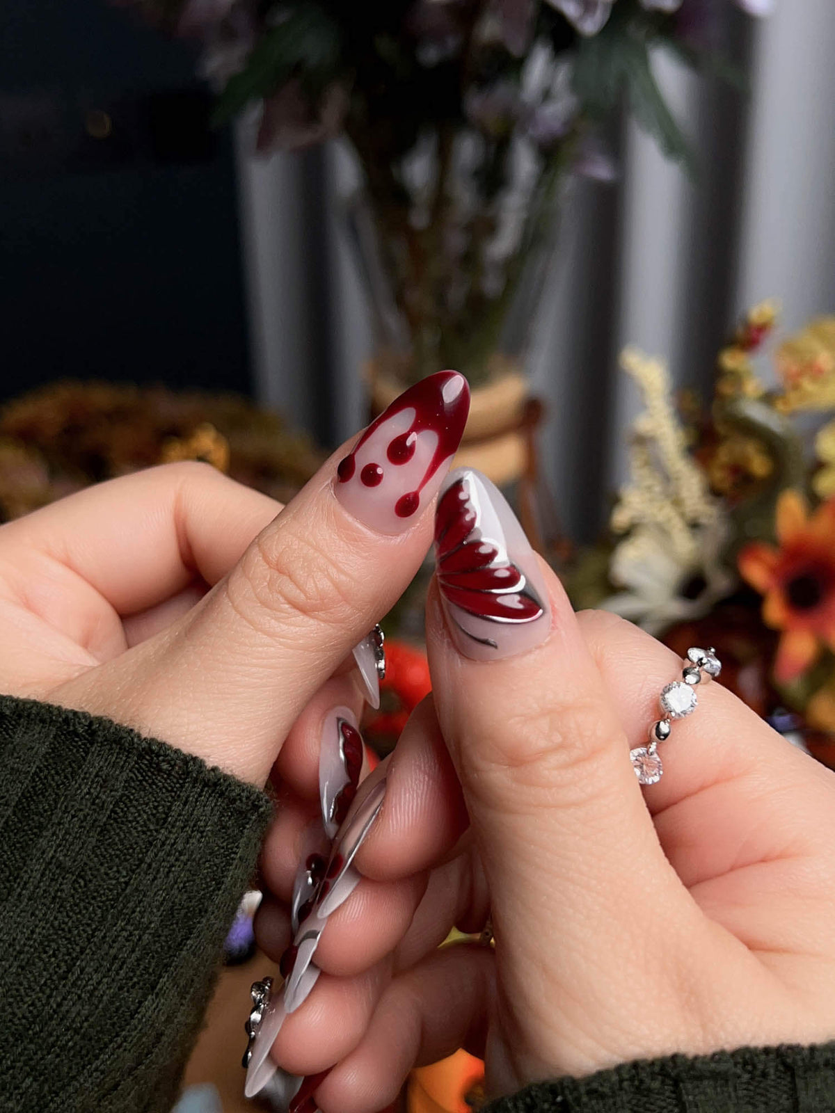 Silver Butterfly Reusable Press On Nails