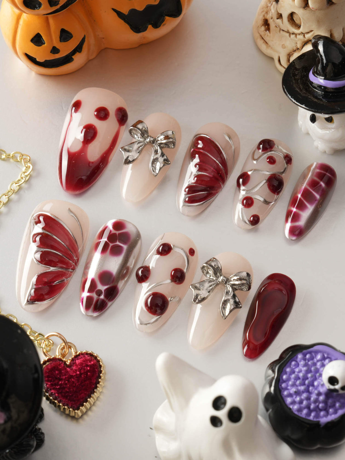 Silver Butterfly Reusable Press On Nails