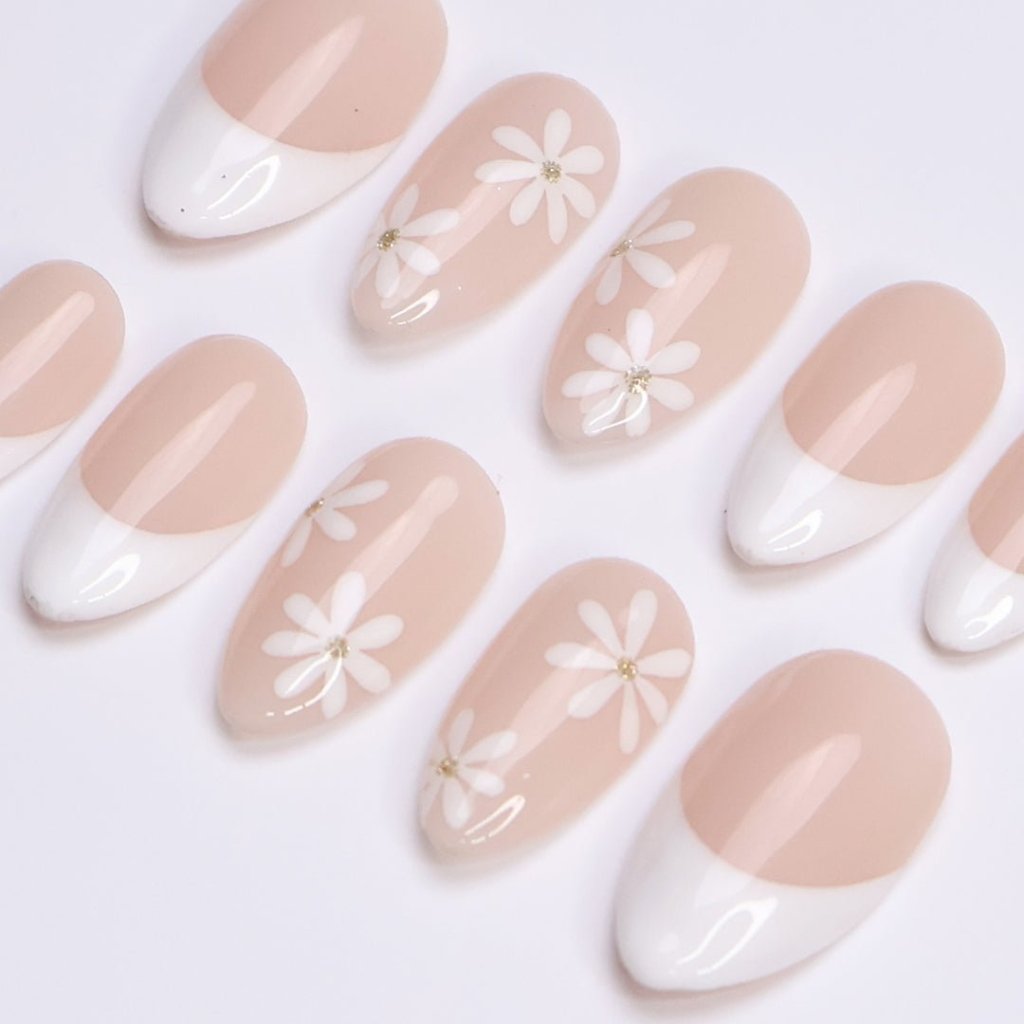 Bloomline White Handmade Press On Nails