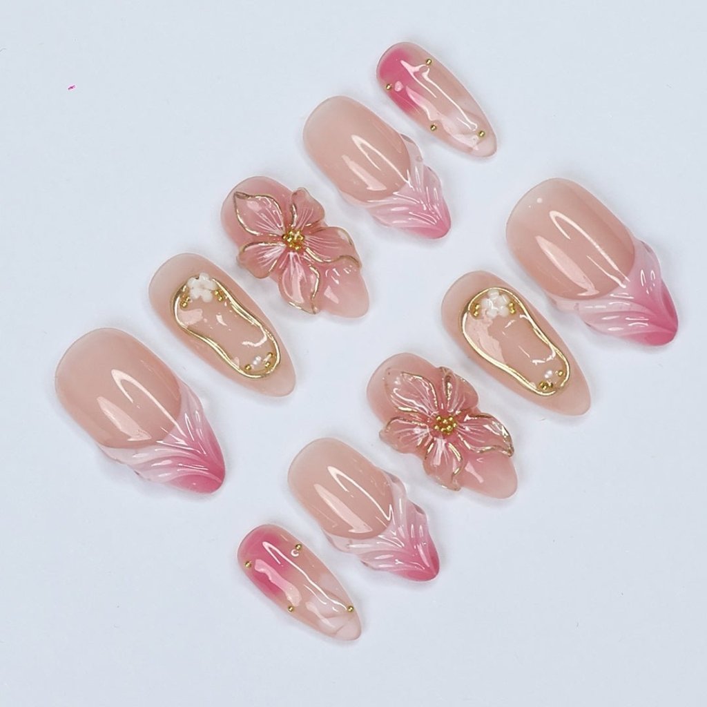 Blush Bloom Pink Floral Press On Nails