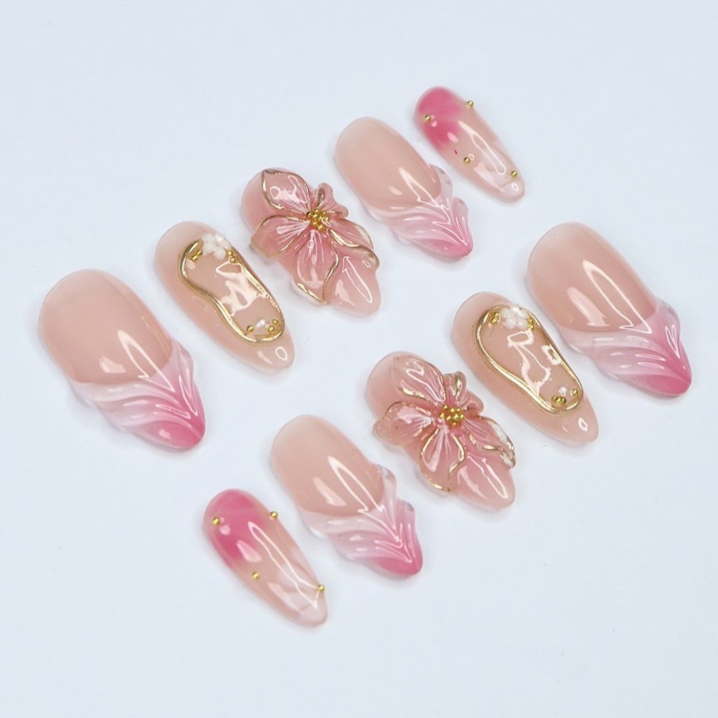 Blush Bloom Pink Floral Press On Nails