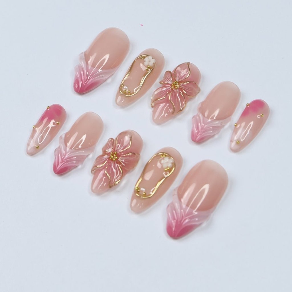 Blush Bloom Pink Floral Press On Nails