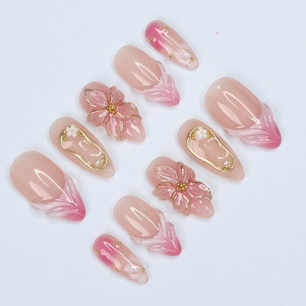 Blush Bloom Pink Floral Press On Nails