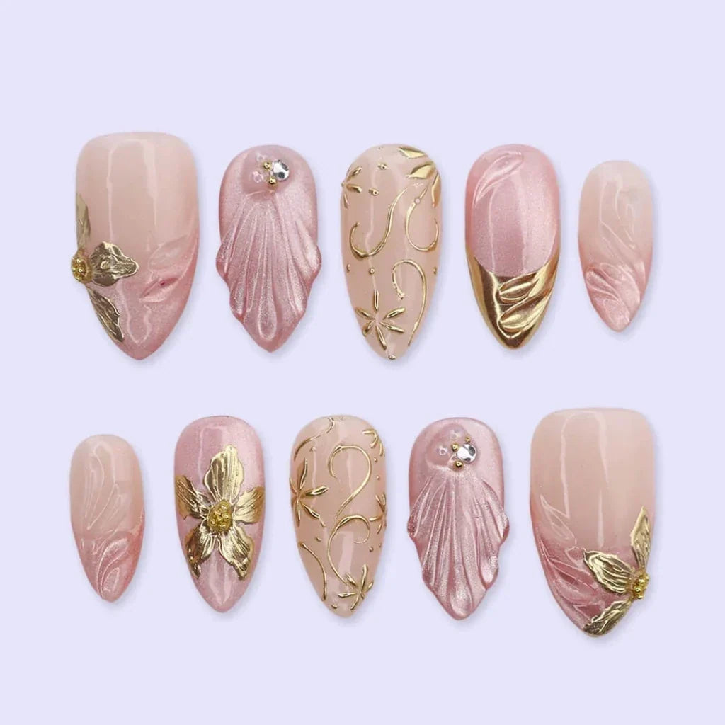 Blushing Satin Pink Handmade Press On Nails