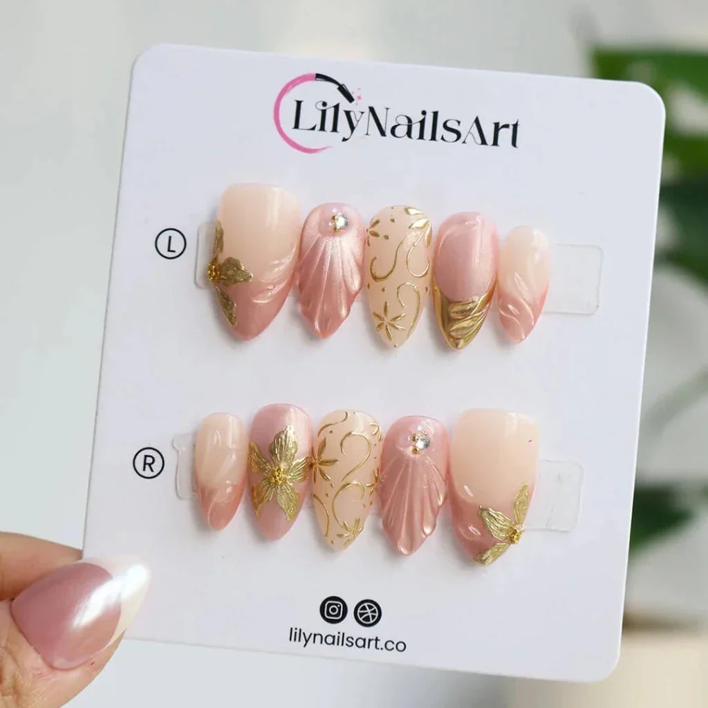 Blushing Satin Pink Handmade Press On Nails