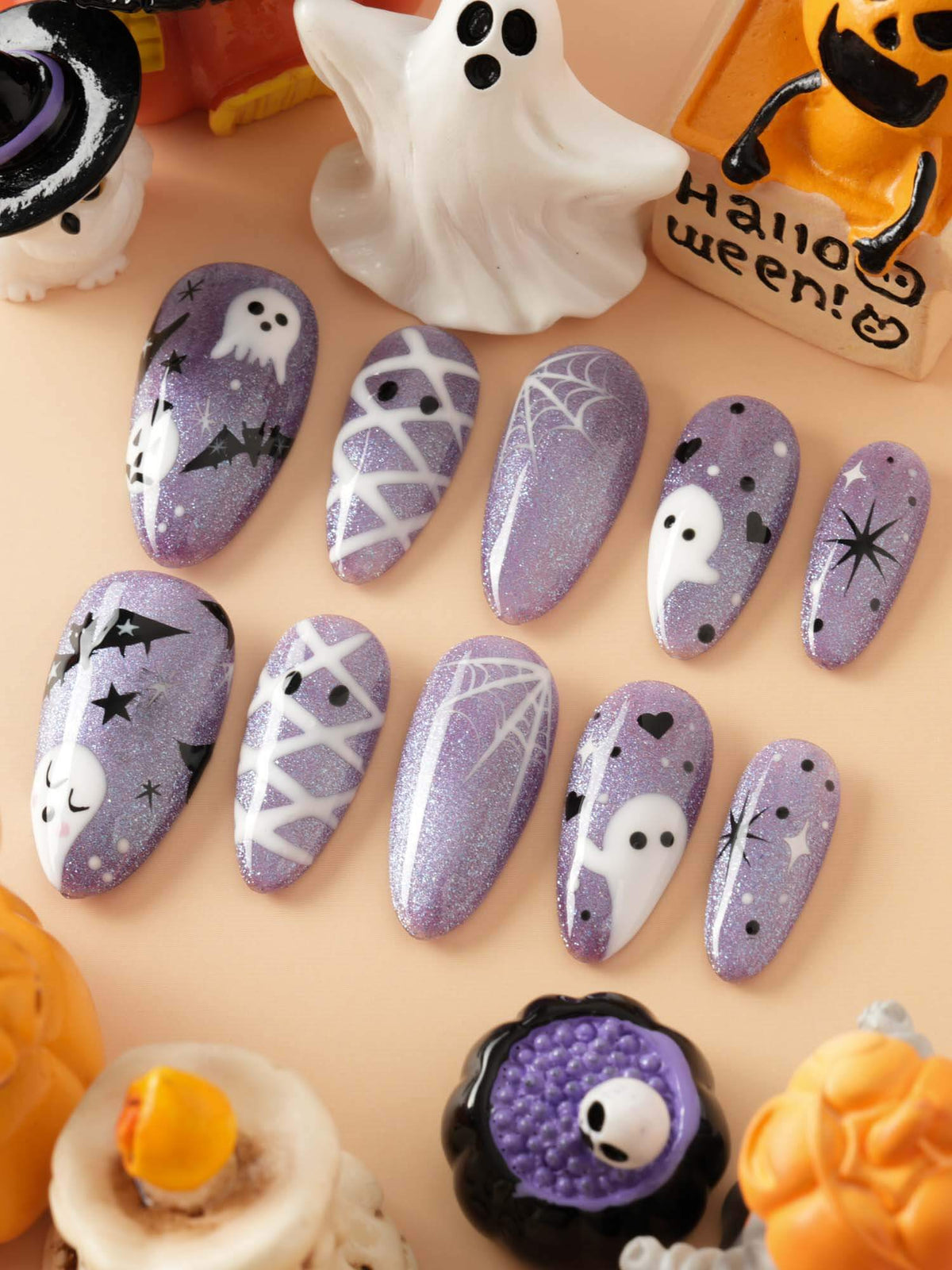 Boo Flicks Purple Reusable Press On Nails